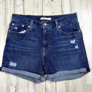 Levi's Women's Distressed Denim Mid-Length‎ Shorts Size 29 Blue Casual Summer